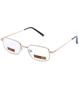 Rectangular Men Women Metal Full Rim Reading Glasses - Gold - CL12IDGYSSJ $19.75