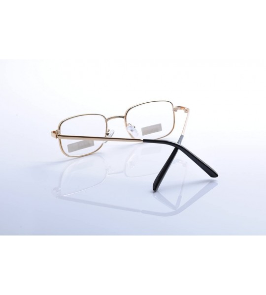 Rectangular Men Women Metal Full Rim Reading Glasses - Gold - CL12IDGYSSJ $19.75