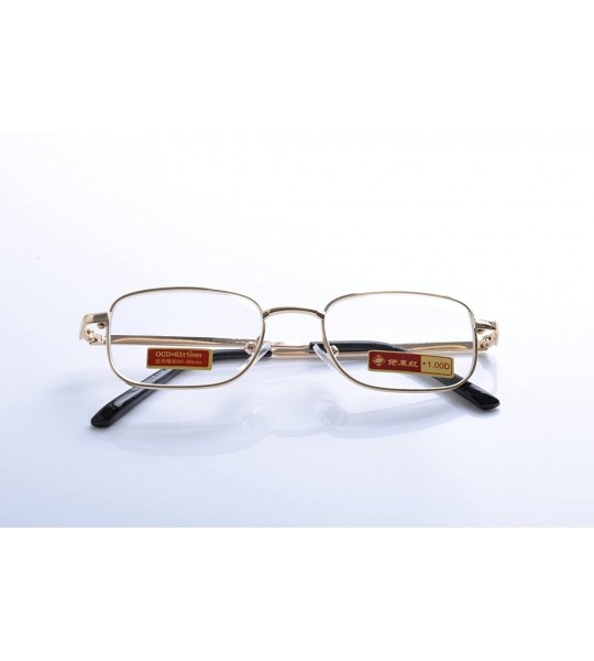 Rectangular Men Women Metal Full Rim Reading Glasses - Gold - CL12IDGYSSJ $19.75