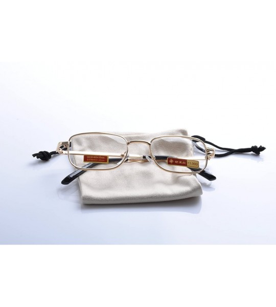 Rectangular Men Women Metal Full Rim Reading Glasses - Gold - CL12IDGYSSJ $19.75