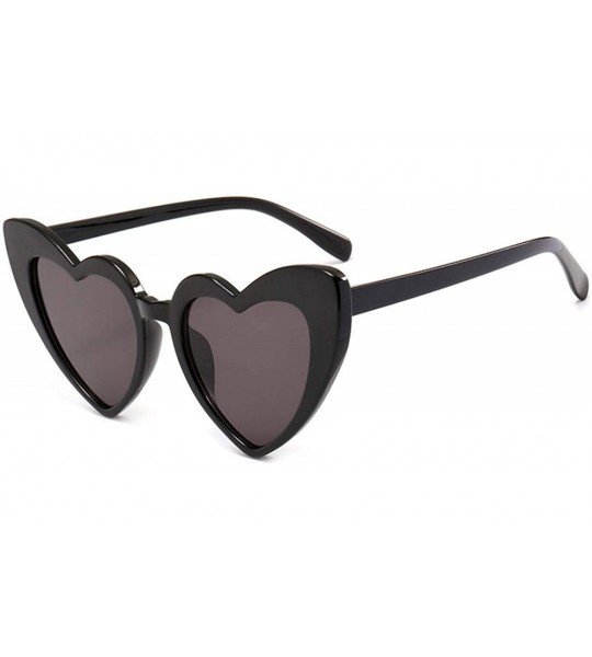 Oversized Heart Sunglasses Women brand designer Cat Eye Sun Glasses Retro Love Heart Shaped Glasses - Tea - CF18W5ENHG4 $22.64