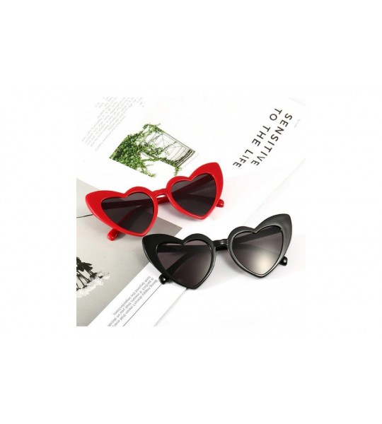 Oversized Heart Sunglasses Women brand designer Cat Eye Sun Glasses Retro Love Heart Shaped Glasses - Tea - CF18W5ENHG4 $22.64