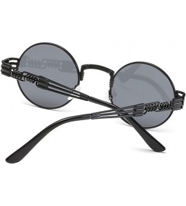 Round Womens Sunglasses Round Punk Fashion Sunglasses Small - Black Frame+grey Lens - CI18Q4MA3XG $41.27