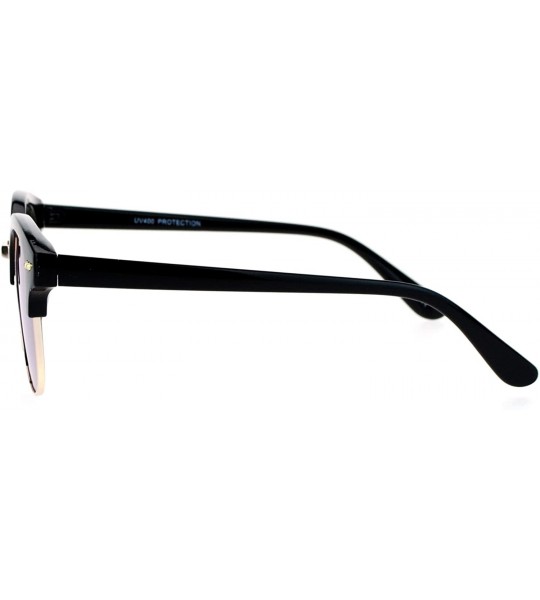 Wayfarer Hipster Mirrored Half Horned Rim Horned Sunglasses - Blue - C512DI9C6UD $23.65