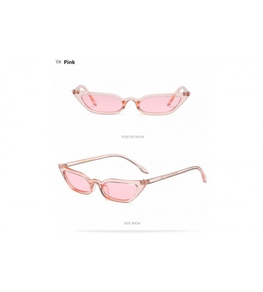 Goggle 2018 Women Small Frame Cat Sunglasses Vintage Fashion Brand Designer Candy Color - Pink - CT18CG0AEGE $21.24