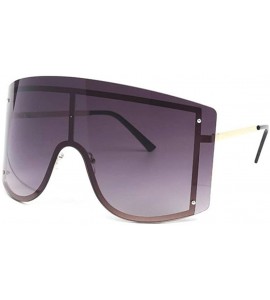 Rimless Oversize Women Sunglasses Big Frame Luxury Sun Glasses Female Cool Sexy Shield Shades Men Alloy - Purple Pink - CC18T...