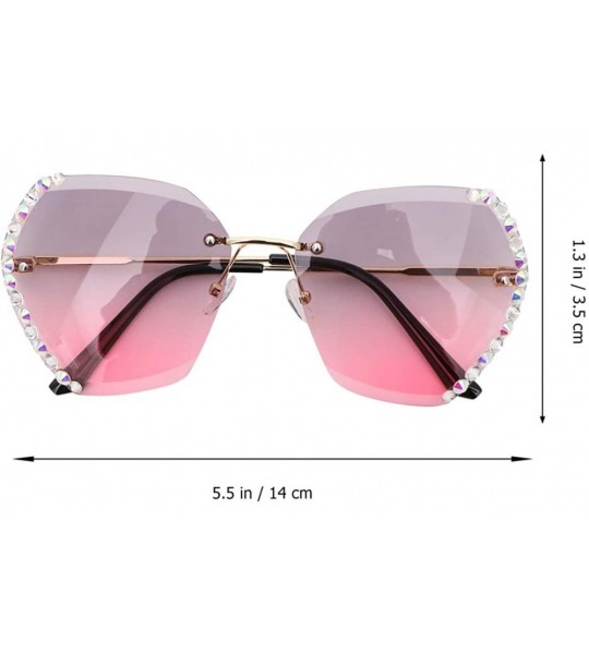 Rimless Sunglasses Rhinestones Gradient Oversized - CT190GIK9U9 $21.53