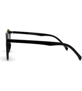 Round Mod Classic Round Double Rim Flat Top Round Keyhole Sunglasses - Black Gold Solid Black - CN18WAM7MDN $20.70