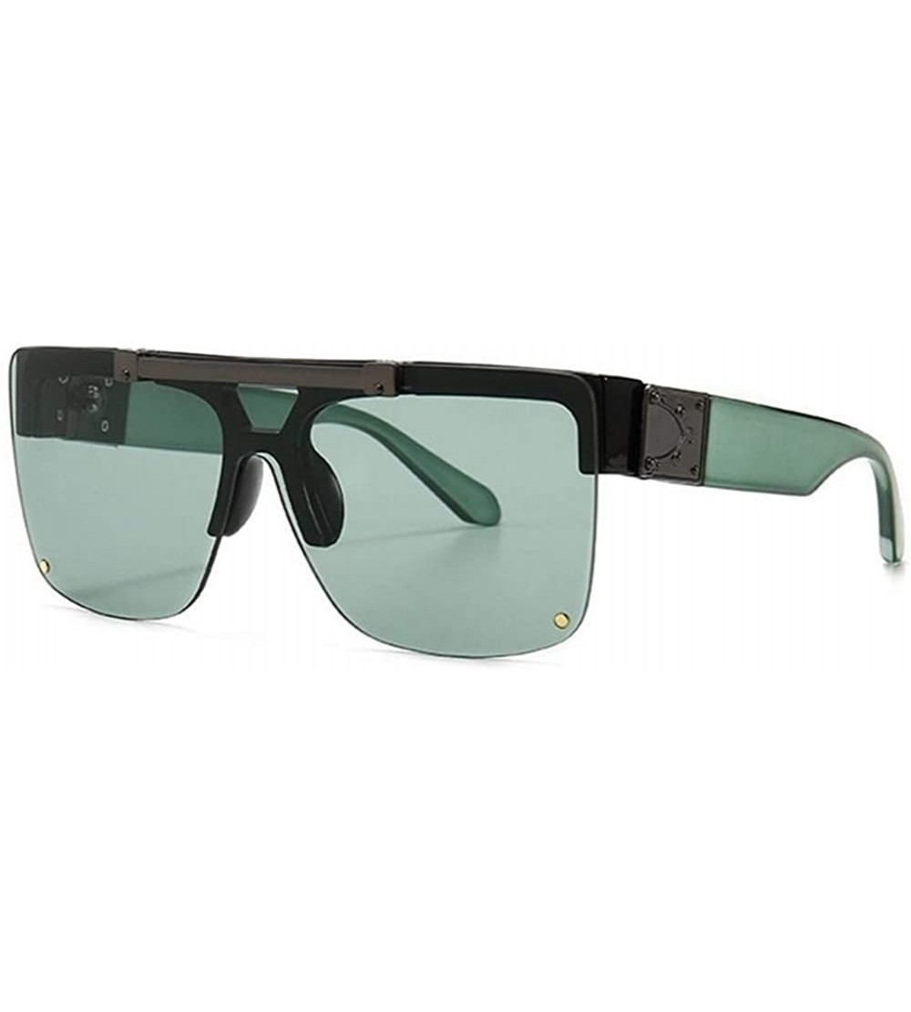 Square Woman Men Square Sunglasses Fashion Flip Lens Glasses Oversized Sunglasses Shade For Female - Green Green - CN1906DQLU...