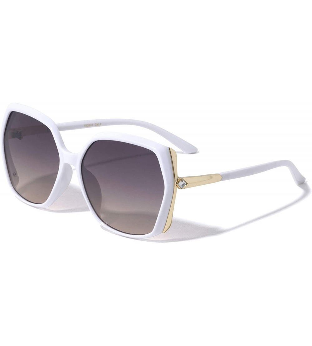 Butterfly Geometric Rhinestone Fashion Sunglasses - White - C41972DHIXA $27.20