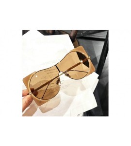 Square Fashion trend Punk style Sunglasses for men Ladies Fashion One-piece Metal framed square sunglasses - Brown - C118WUU2...