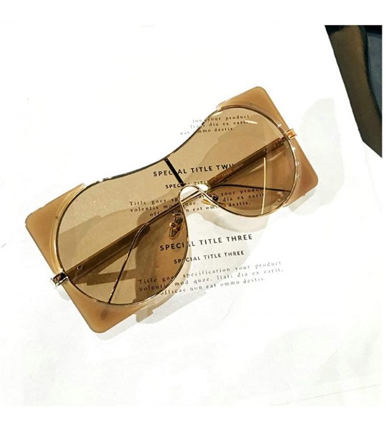 Square Fashion trend Punk style Sunglasses for men Ladies Fashion One-piece Metal framed square sunglasses - Brown - C118WUU2...