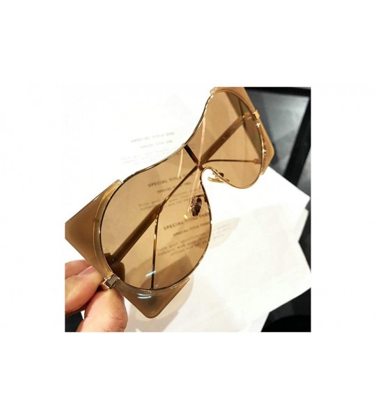 Square Fashion trend Punk style Sunglasses for men Ladies Fashion One-piece Metal framed square sunglasses - Brown - C118WUU2...