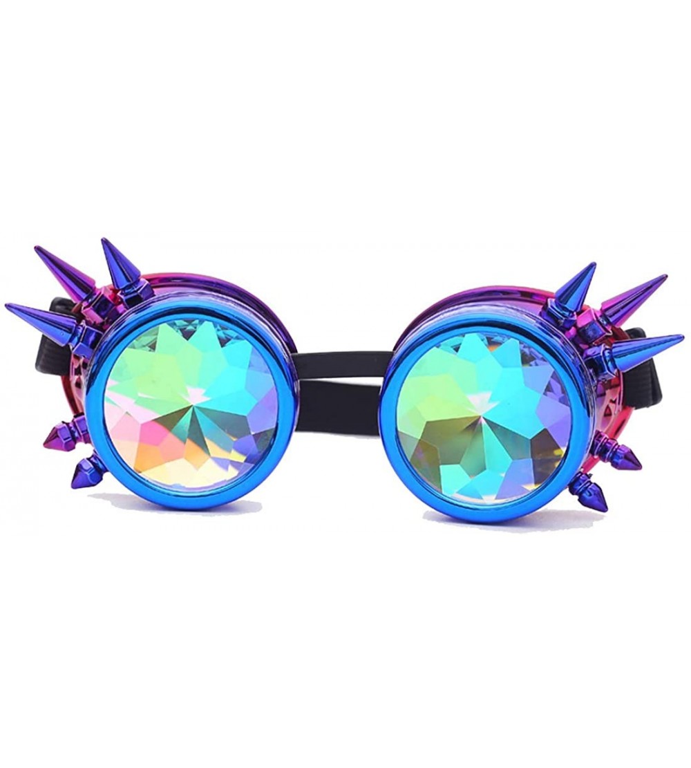 Round Kaleidoscope Steampunk Rave Glasses Crystal Prism Sunglasses Goggles - Blue Purple - C418SUC9HC5 $24.65