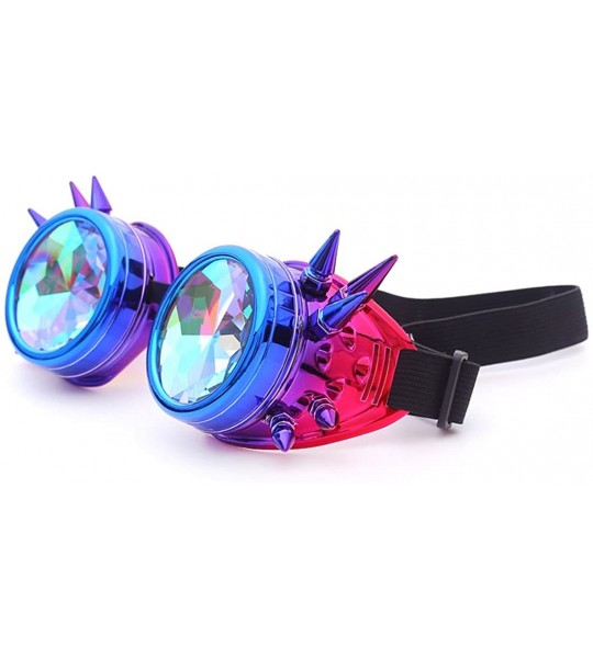 Round Kaleidoscope Steampunk Rave Glasses Crystal Prism Sunglasses Goggles - Blue Purple - C418SUC9HC5 $24.65