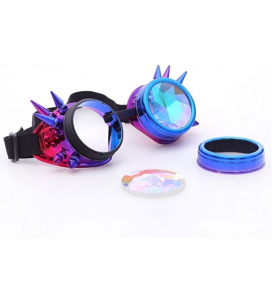 Round Kaleidoscope Steampunk Rave Glasses Crystal Prism Sunglasses Goggles - Blue Purple - C418SUC9HC5 $24.65