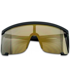 Square Large Flat Top Shield Sunglasses Semi-Rimless Square Mirrored Visor Aviator Style Shades 2-Pack - C518I9TOG62 $40.71