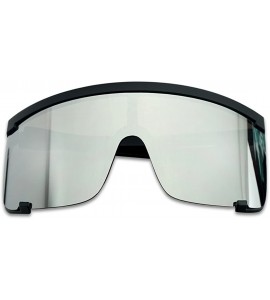 Square Large Flat Top Shield Sunglasses Semi-Rimless Square Mirrored Visor Aviator Style Shades 2-Pack - C518I9TOG62 $40.71