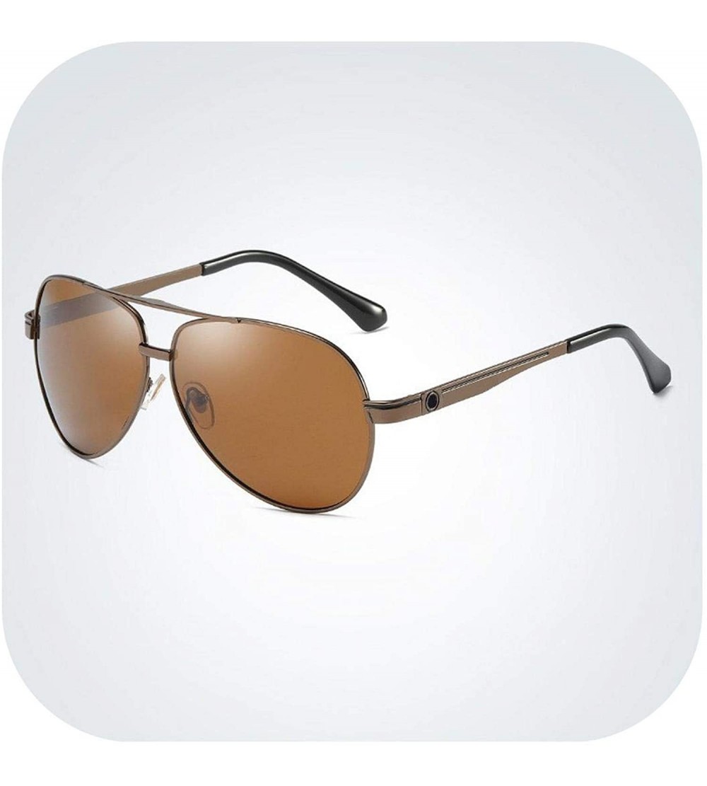Oval New Polarized Sunglasses Men Pilot Mens - Brown - CH197Y7SCZ2 $39.34