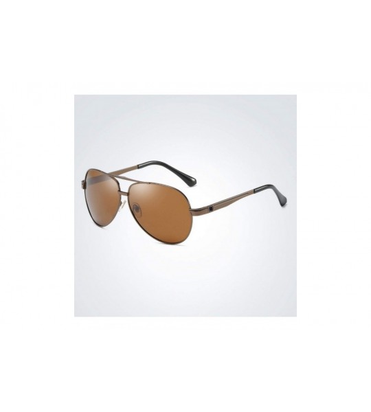 Oval New Polarized Sunglasses Men Pilot Mens - Brown - CH197Y7SCZ2 $39.34