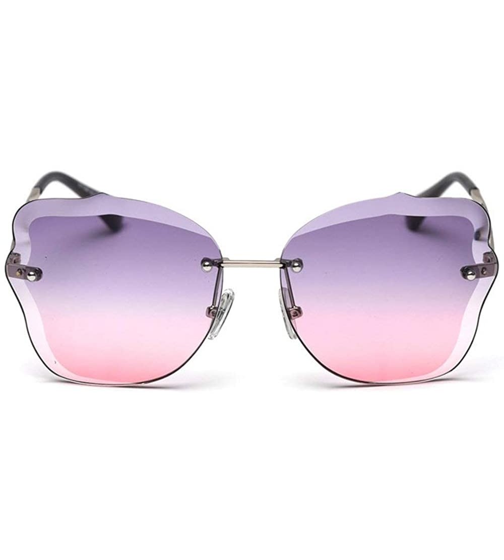 Square Trimmed Sunglasses Glasses Vintage Gradient - Gray&pink - CE194HGDKOZ $27.38