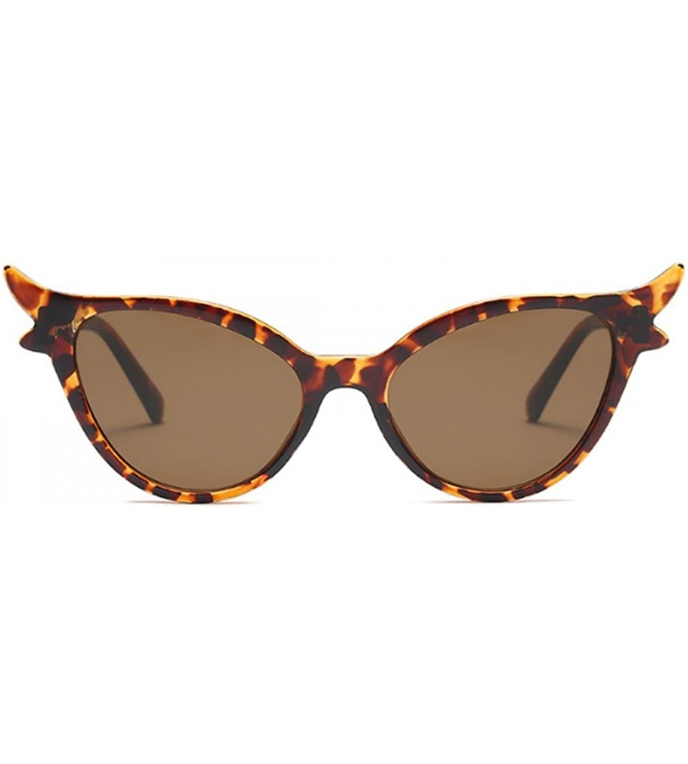 Goggle Women Vintage Retro Cat Eye Sunglasses Resin frame Oval Lens Mod Style - Leopard - CF18DTS6O6M $18.52