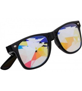 Goggle Kaleidoscope Glasses - Rainbow Rave Prism Diffraction Crystal Lens Sunglasses Goggles - Black - CU186L4U7Y2 $23.48