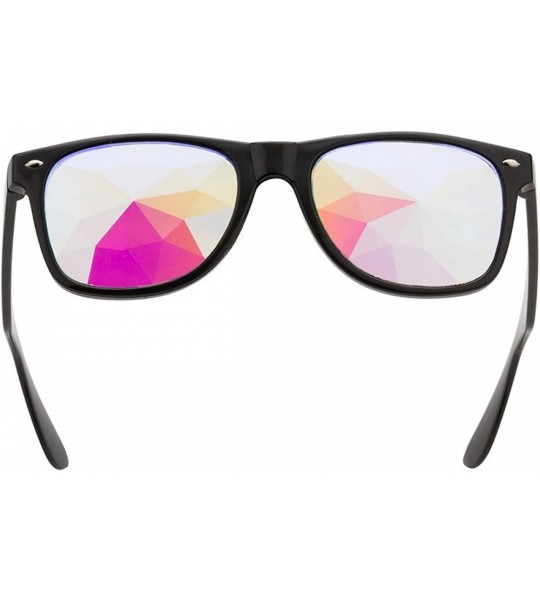 Goggle Kaleidoscope Glasses - Rainbow Rave Prism Diffraction Crystal Lens Sunglasses Goggles - Black - CU186L4U7Y2 $23.48