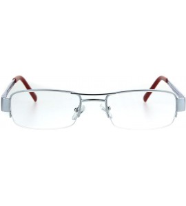 Rectangular Mens Lion Shield Rectangular Metal Half Rim Clear Lens Eye Glasses - Silver Red - C8185664LZ8 $23.36