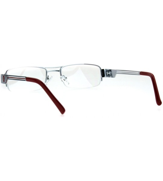 Rectangular Mens Lion Shield Rectangular Metal Half Rim Clear Lens Eye Glasses - Silver Red - C8185664LZ8 $23.36