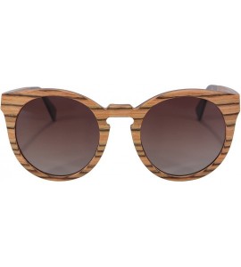 Aviator Retro Vintage Polarized Wood Sunglasses Wood Frame-SG73006 - Zebra- Gradient Brown - C318DUI682W $59.08