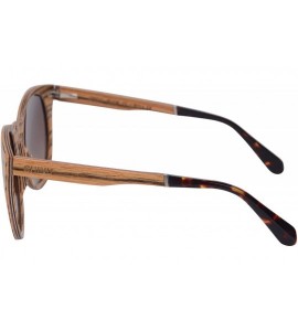 Aviator Retro Vintage Polarized Wood Sunglasses Wood Frame-SG73006 - Zebra- Gradient Brown - C318DUI682W $59.08