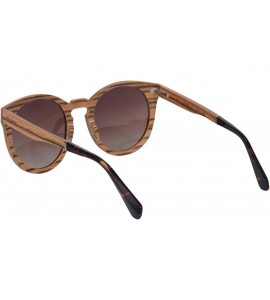 Aviator Retro Vintage Polarized Wood Sunglasses Wood Frame-SG73006 - Zebra- Gradient Brown - C318DUI682W $59.08