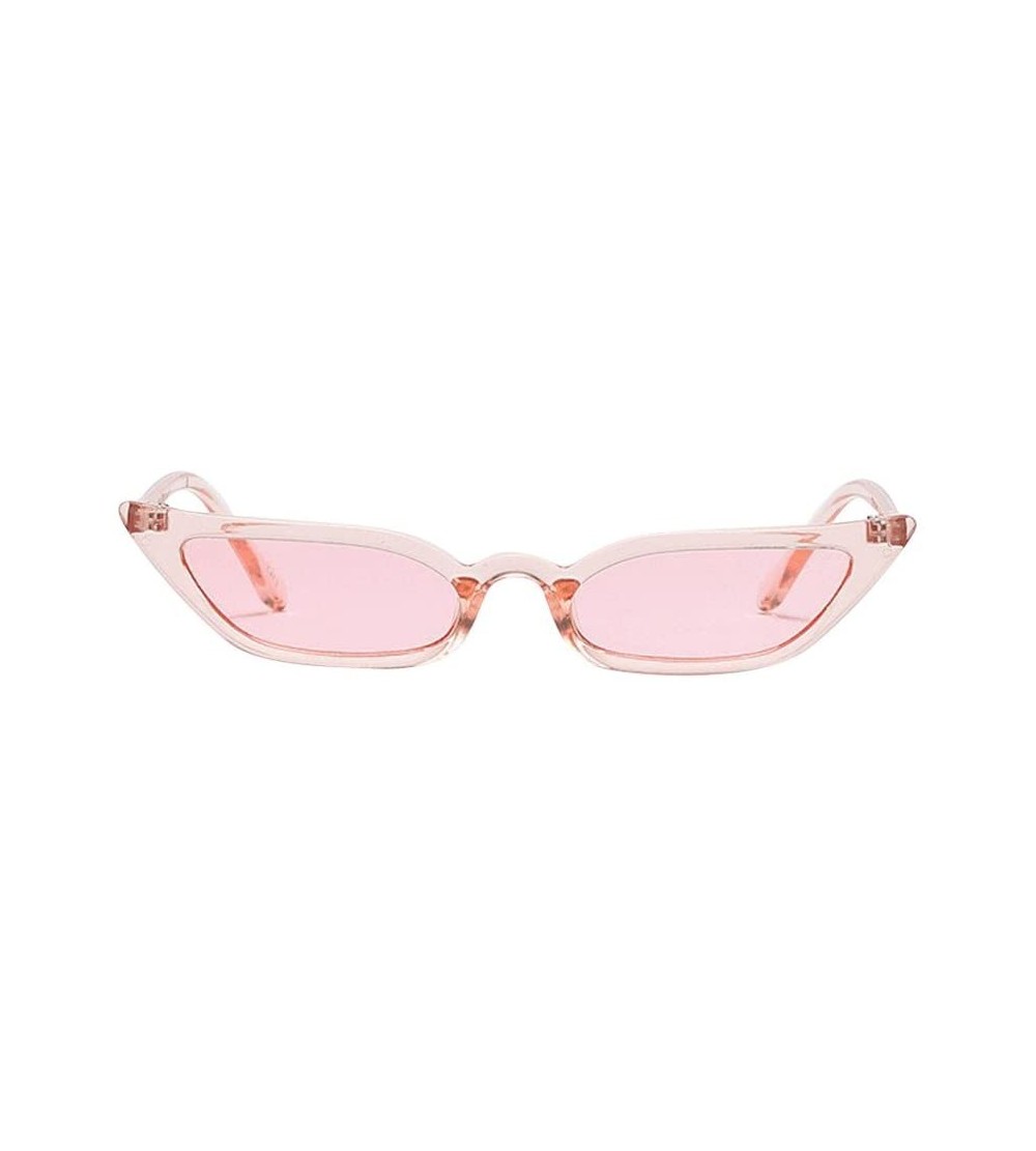 Rectangular Sunglasses for Women Fashion Vintage Cat Eye Retro Small Frame UV400 Eyewear Glasses (Pink) - CX18RL96496 $15.50