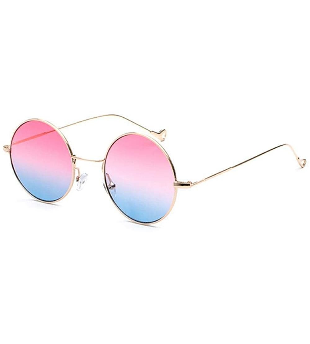 Oversized Fashion Metal Round Steampunk Retro Women Sunglasses Ocean Color Gold Red - Gold Pinkblue - CU18YKUE2RW $19.78