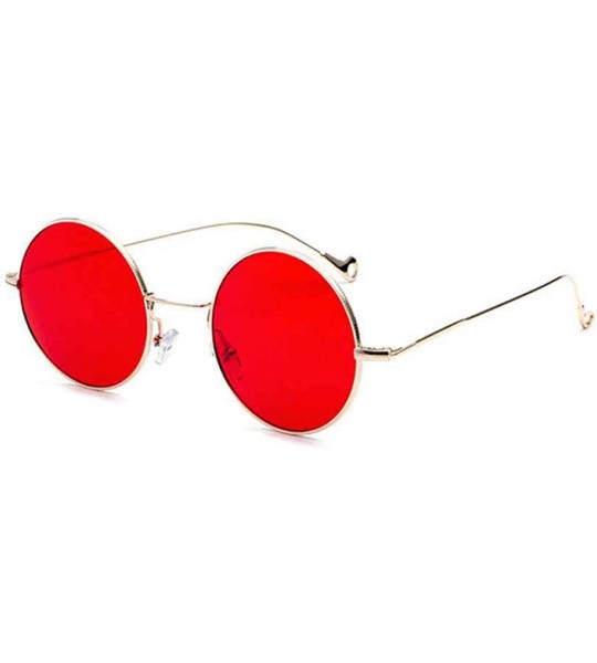 Oversized Fashion Metal Round Steampunk Retro Women Sunglasses Ocean Color Gold Red - Gold Pinkblue - CU18YKUE2RW $19.78