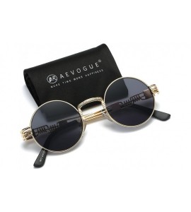 Round Sunglasses Steampunk Style Round Metal Frame Unisex Glasses AE0539 - Gold&black - CF17YA8KREO $22.41