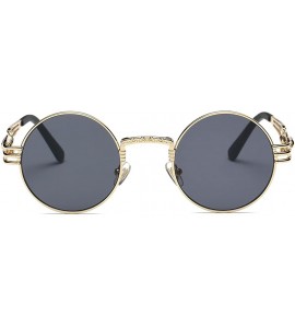 Round Sunglasses Steampunk Style Round Metal Frame Unisex Glasses AE0539 - Gold&black - CF17YA8KREO $22.41