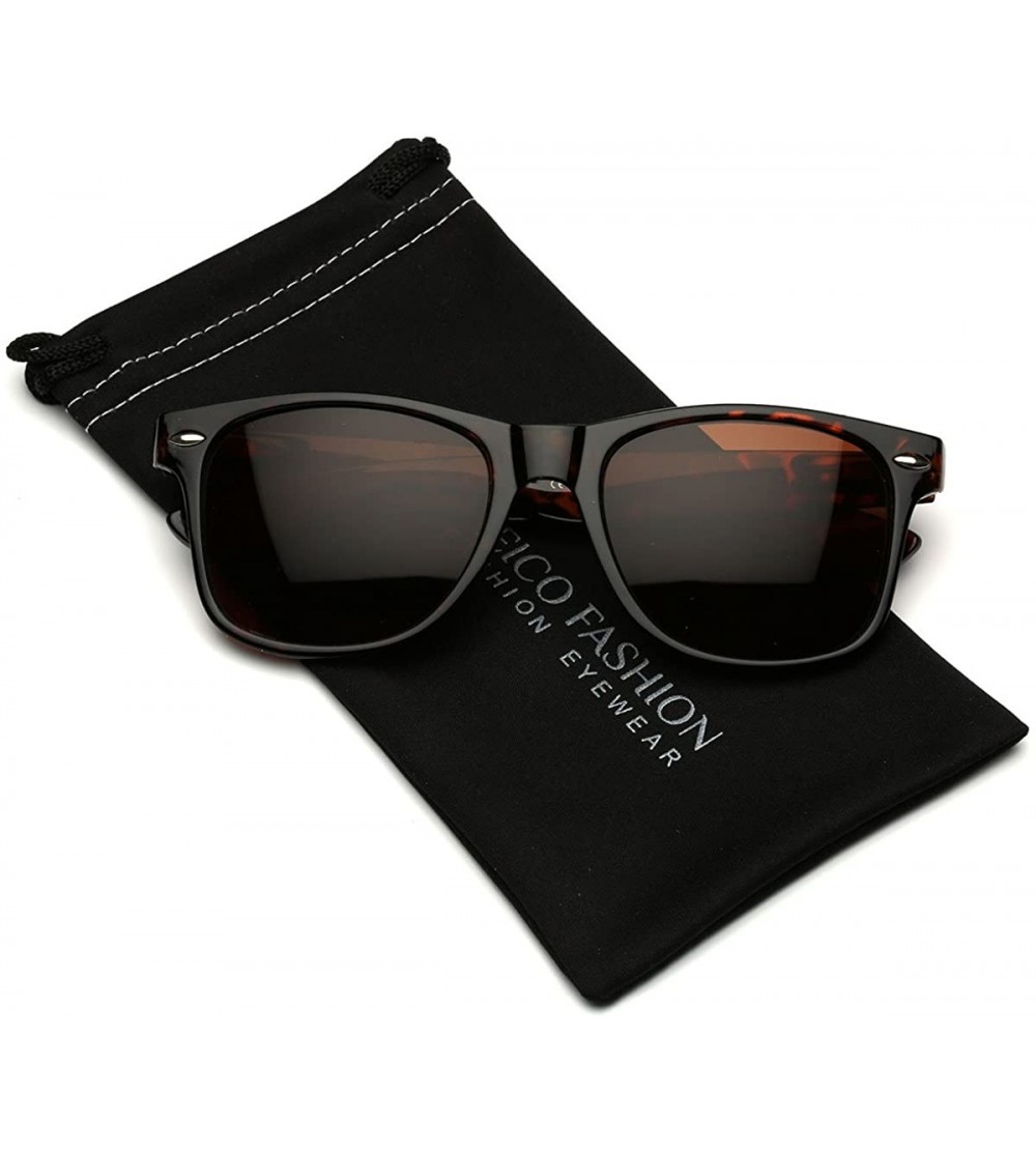 Rectangular Iconic Horn Rimmed Retro Classic Sunglasses - Tortoise - CZ12O281N9V $19.25