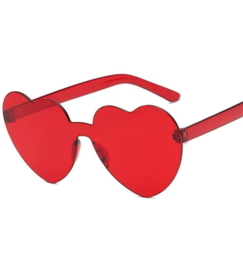 Rimless Cute Sexy Retro Love Heart Rimless Sunglasses Women Luxury Sun Glasses Female Eyewear Candy Color - Wine Red - CG198U...