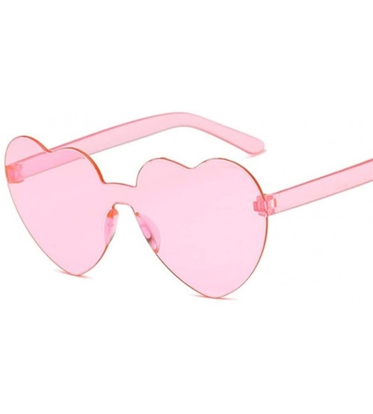 Rimless Cute Sexy Retro Love Heart Rimless Sunglasses Women Luxury Sun Glasses Female Eyewear Candy Color - Wine Red - CG198U...