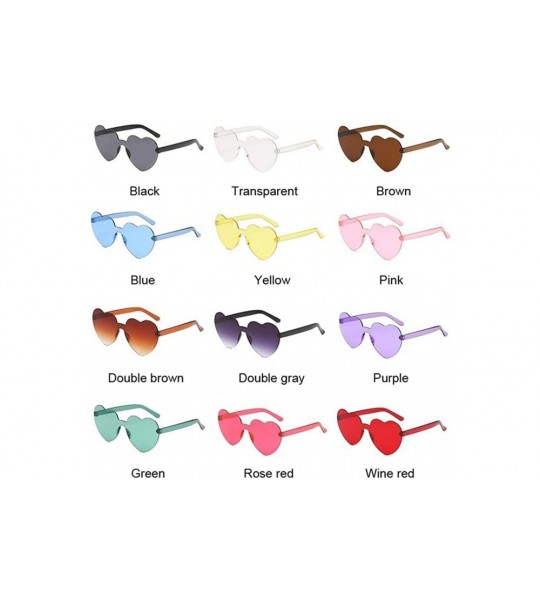 Rimless Cute Sexy Retro Love Heart Rimless Sunglasses Women Luxury Sun Glasses Female Eyewear Candy Color - Wine Red - CG198U...