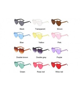 Rimless Cute Sexy Retro Love Heart Rimless Sunglasses Women Luxury Sun Glasses Female Eyewear Candy Color - Wine Red - CG198U...