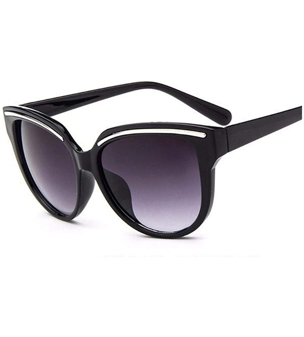 Oval Marque De Luxe Sunglasses Oculos Sol Feminino Womens Vintage Cat Eye Black Clout Goggles Glasses - Black - CB197A2AWXL $...