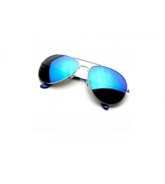 Aviator Unisex Tinted Mirrored Lenses Metal Frame Lightweight Aviator Sunglasses - Mirrored Lenses - Blue Ice - C618E87QKHY $...