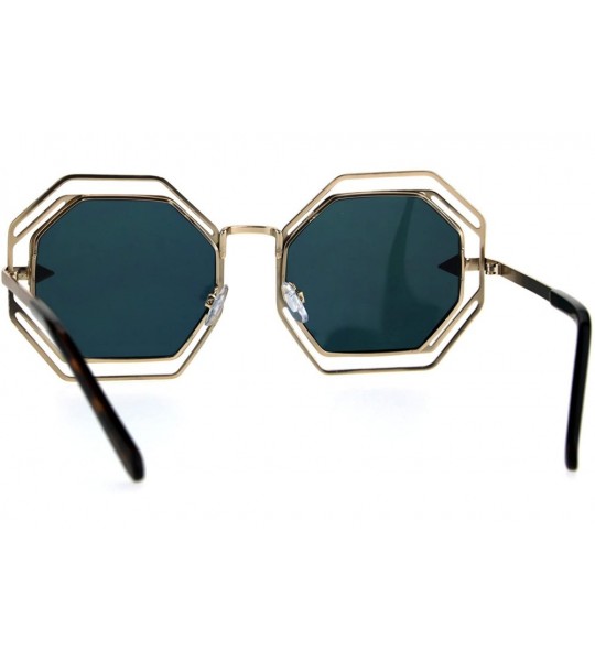 Rectangular Womens Victorian Geometric Art Deco Metal Rim Octagon Color Mirror Sunglasses - Gold Pink - CS18497Y8O7 $22.64