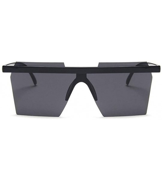 Oversized Square One Piece Sunglasses for Women Oversize Rectangle Sun Glasses Rimless Shades - Black Black - CX1906EDDHM $21.14