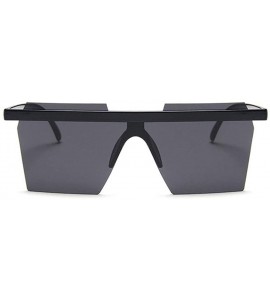 Oversized Square One Piece Sunglasses for Women Oversize Rectangle Sun Glasses Rimless Shades - Black Black - CX1906EDDHM $21.14