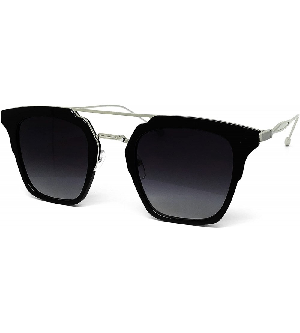 Oversized 7122-1 Premium Retro Tint Fashion Flat Top Aviator Sunglasses - Black - CE18Q6LEH0Z $31.11