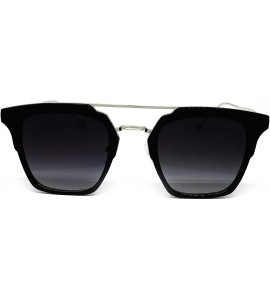 Oversized 7122-1 Premium Retro Tint Fashion Flat Top Aviator Sunglasses - Black - CE18Q6LEH0Z $31.11